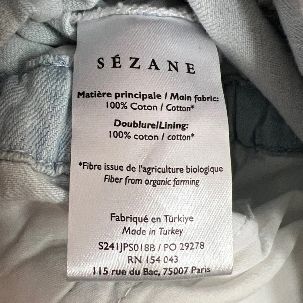 Sezane Light Blue Linen Belted Romper
